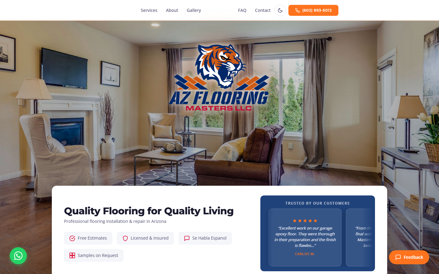 AZ Flooring Masters website screenshot