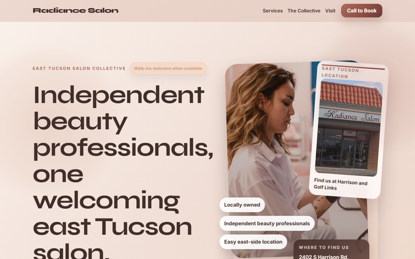 Radiance Salon Tucson website screenshot